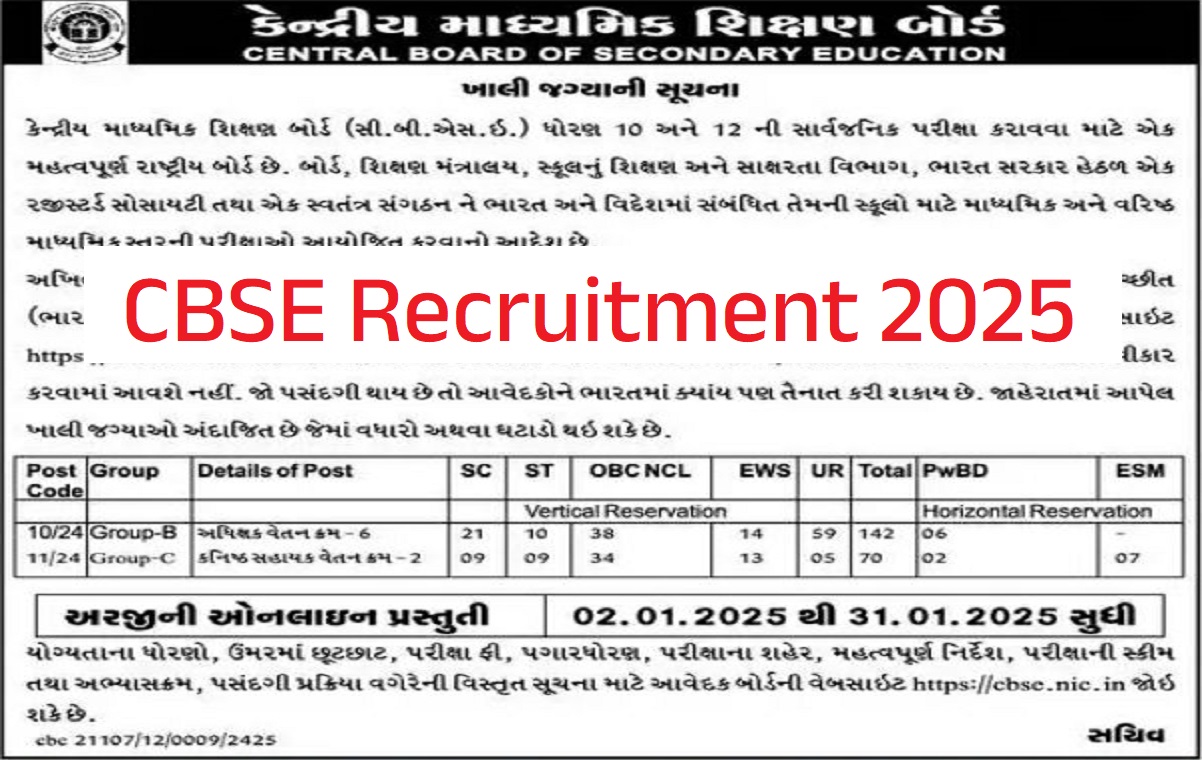 CBSE Recruitment 2025